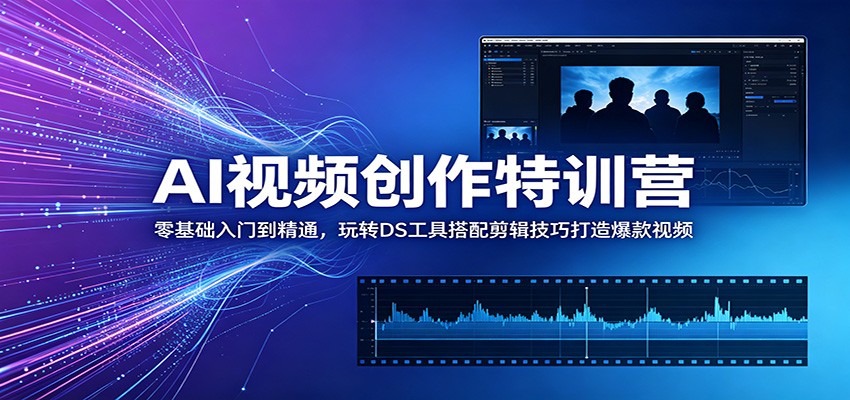 AI视频创作特训营:零基础入门到精通,玩转DS工具搭配剪辑技巧打造爆款视频-巅峰研习社
