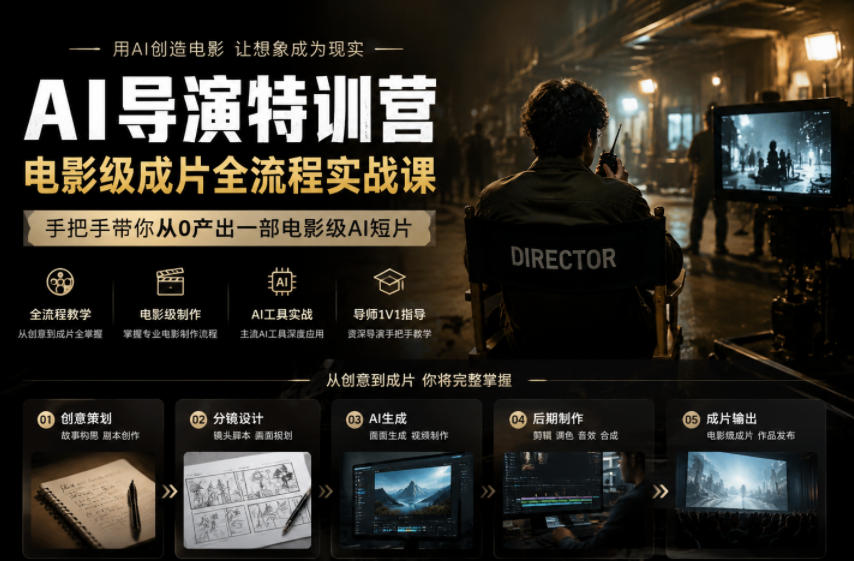 AI导演特训营,电影级成片全流程实战课,手把手带你从0产出一部电影级AI短片-巅峰研习社