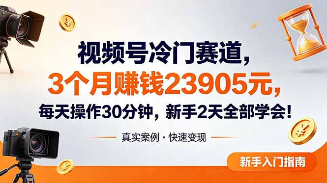 视频号冷门赛道,3个月变现23905元,新手2天学会 每天操作30分钟!-巅峰研习社