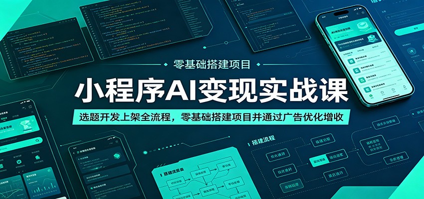 小程序AI变现实战课:选题开发上架全流程,零基础搭建项目并通过广告优化增收-巅峰研习社