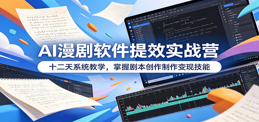 AI漫剧软件提效实战营：十二天系统教学，掌握剧本创作制作变现技能-巅峰研习社