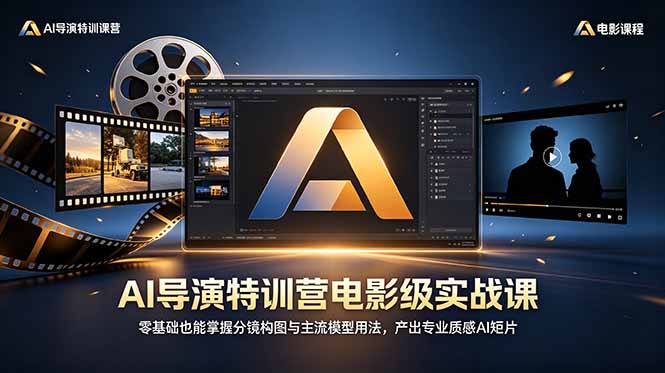 AI导演特训营电影级实战课,零基础也能掌握分镜构图与主流模型用法,产出专业质感AI短片-巅峰研习社
