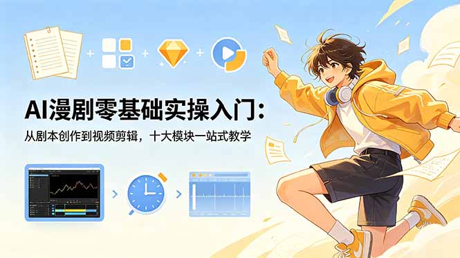 AI漫剧零基础实操入门:从剧本创作到视频剪辑,十大模块一站式教学-巅峰研习社