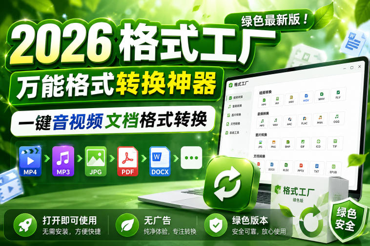 2026格式工厂绿色最新版!万能格式转换神器,一键音视频文档格式转换,打开即可使用,无广告绿色版本-巅峰研习社
