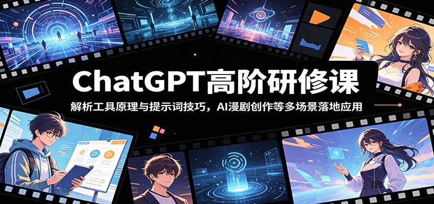 ChatGPT高阶研修课:解析工具原理与提示词技巧,AI漫剧创作等多场景落地应用-巅峰研习社