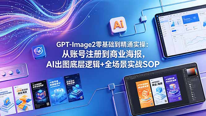 GPT-Image2零基础到精通实操：从账号注册到商业海报，AI出图底层逻辑+全场景实战SOP-巅峰研习社