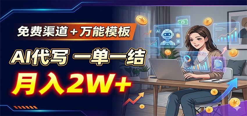 免费渠道+万能模板,AI代写一单一结,月入2W+-巅峰研习社