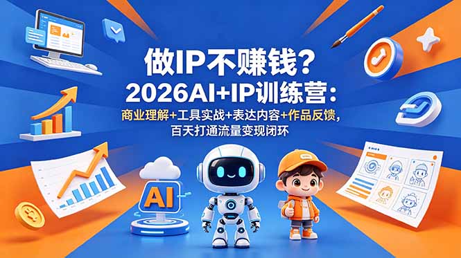 做IP不赚钱?2026AI+IP训练营:商业理解+工具实战+表达内容+作品反馈,百天打通流量变现闭环-巅峰研习社