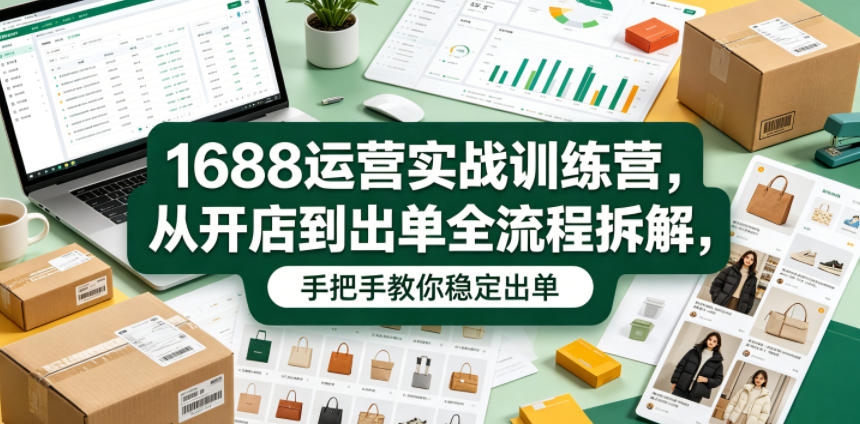 1688运营实战训练营，从开店到出单全流程拆解，手把手教你稳定出单-巅峰研习社