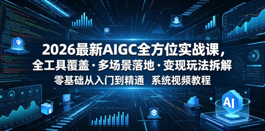 2026最新AIGC全方位实战课，全工具覆盖・多场景落地・变现玩法拆解，零基础从入门到精通系统视频教程-巅峰研习社