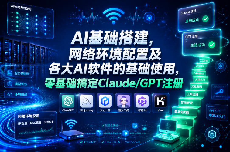 AI基础搭建,网络环境配置及各大AI软件的基础使用,零基础搞定Claude/GPT注册-巅峰研习社