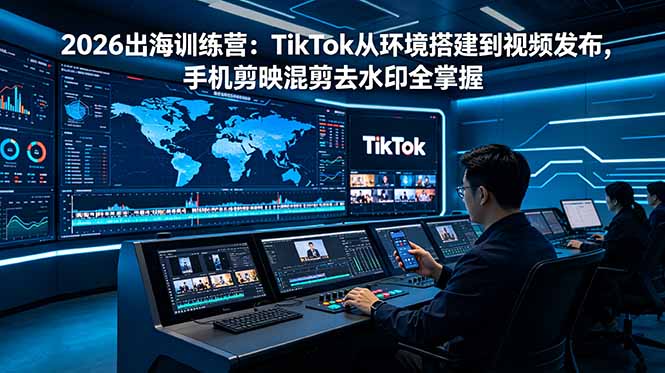 2026出海训练营:TikTok从环境搭建到视频发布,手机剪映混剪去水印全掌握-巅峰研习社