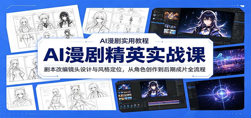 AI漫剧精英实战课：剧本改编镜头设计与风格定位，从角色创作到后期成片全流程-巅峰研习社