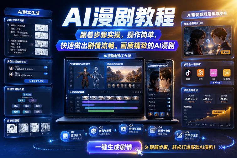 AI漫剧教程,跟着步骤实操,操作简单,快速做出剧情流畅、画质精致的AI漫剧-巅峰研习社