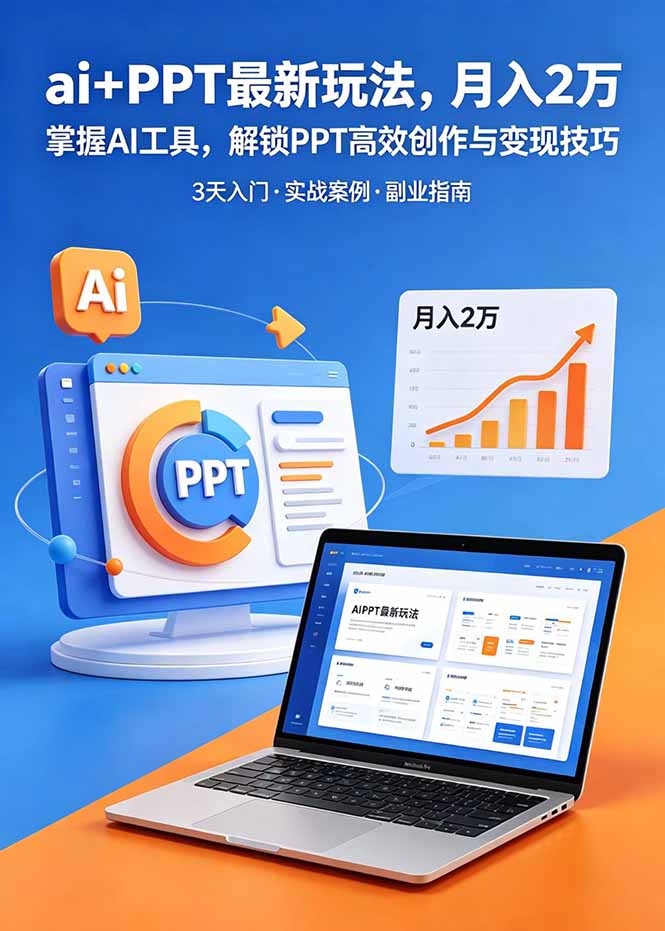 ai+PPT最新玩法，月入2万掌握AI工具，解锁PPT高效创作与变现技巧3天入门，实战案例·副业指南-巅峰研习社