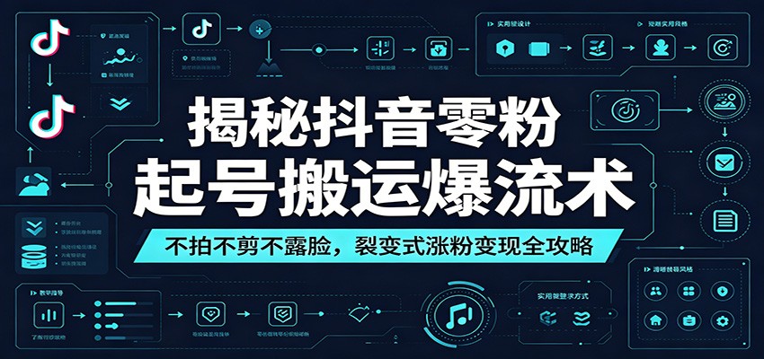 揭秘抖音零粉起号搬运爆流术:不拍不剪不露脸,裂变式涨粉变现全攻略-巅峰研习社