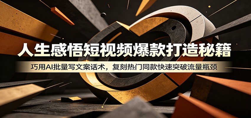 人生感悟短视频爆款打造秘籍:巧用A 批量写文案话术,复刻热门同款快速突破流量瓶颈-巅峰研习社