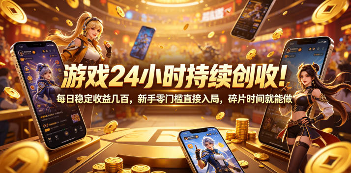 游戏24小时持续创收!每日稳定收益几百,新手零门槛直接入局,碎片时间就能做【揭秘】-巅峰研习社
