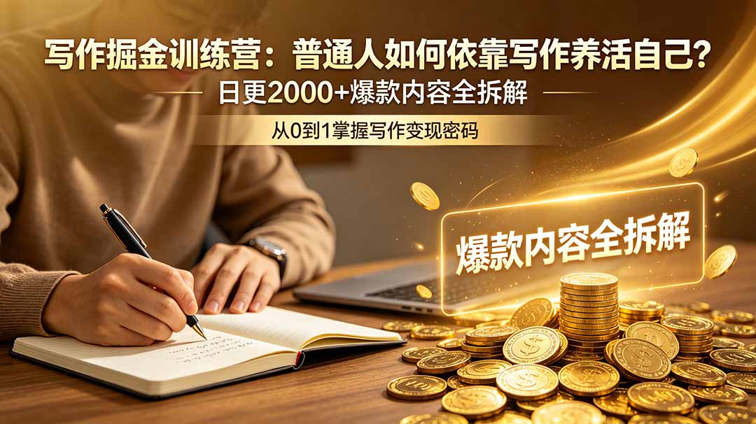 写作掘金训练营：普通人如何依靠写作养活自己？日更2000+爆款内容全拆解-巅峰研习社