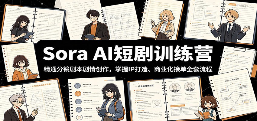 Sora AI短剧训练营：精通分镜剧本剧情创作，掌握IP打造、商业化接单全套流程-巅峰研习社