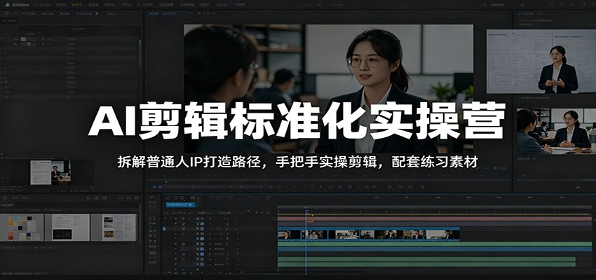 AI剪辑标准化实操营:拆解普通人IP打造路径,手把手实操剪辑,配套练习素材-巅峰研习社