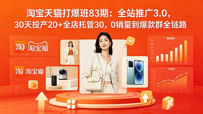 2026淘宝天猫打爆班83期:全站推广3.0,30天投产20+全店托管30,0销量到爆款群全链路-巅峰研习社