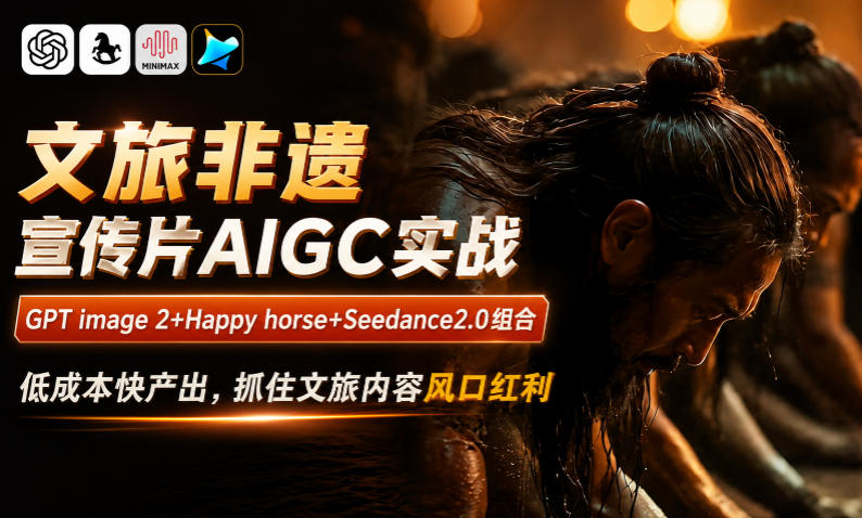 文旅非遗宣传片AIGC实战,GPT image 2+Happy horse+Seedance2.0组合,低成本快产出,抓住文旅内容风口红利-巅峰研习社
