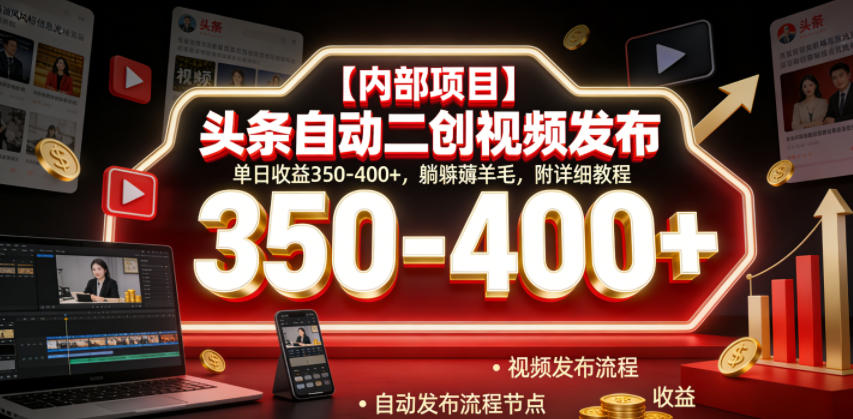 【内部项目】头条自动二创视频发布,单日收益350-400+,躺賺薅羊毛,附详细教程【揭秘】-巅峰研习社