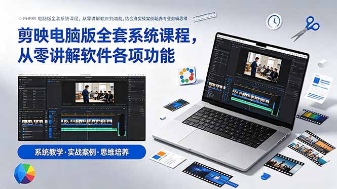 剪映电脑版全套系统课程,从零讲解软件各项功能,结合海量实战案例培养专业剪辑思维-巅峰研习社