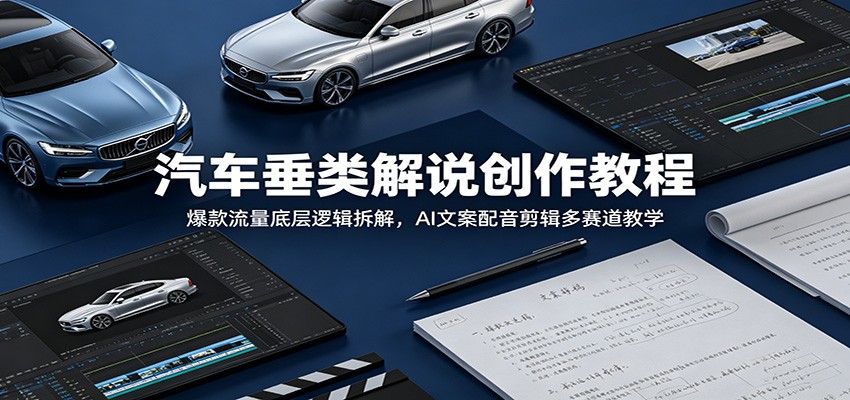 汽车垂类解说创作教程:爆款流量底层逻辑拆解,AI文案配音剪辑多赛道教学-巅峰研习社