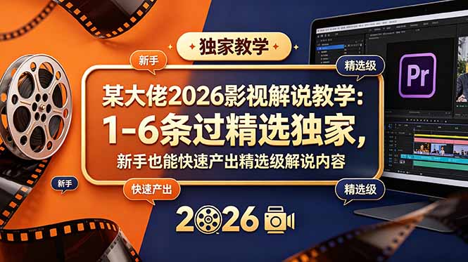某大佬2026影视解说教学：1-6条过精选独家，新手也能快速产出精选级解说内容-巅峰研习社