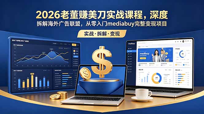 2026老董赚美刀实战课程,深度拆解海外广告联盟,从零入门mediabuy完整变现项目-巅峰研习社