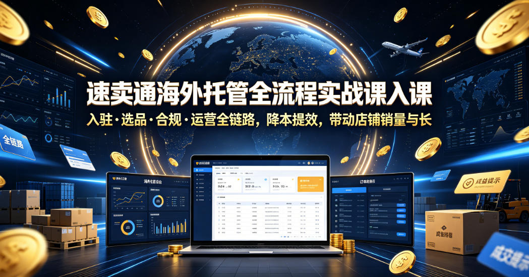 速卖通海外托管全流程实战课入驻・选品・合规・运营全链路,降本提效,带动店铺销量与收益增长-巅峰研习社