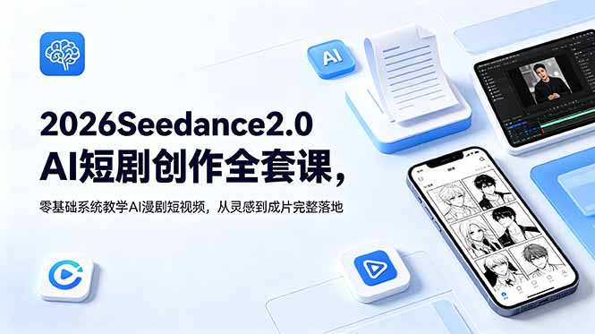 2026Seedance2.0AI短剧创作全套课,零基础系统教学AI漫剧短视频,从灵感到成片完整落地-巅峰研习社