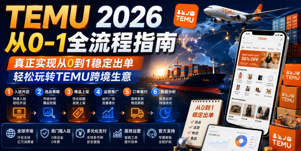 TEMU 2026从0-1全流程指南,真正实现从0到1稳定出单,轻松玩转TEMU跨境生意-巅峰研习社