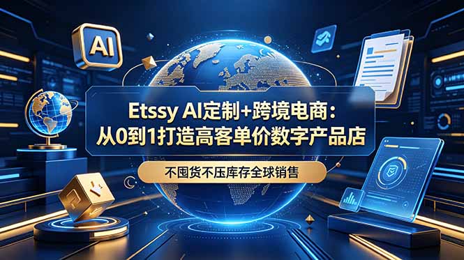Etsy AI定制+跨境电商:从0到1打造高客单价数字产品店,不囤货不压库存全球销售-巅峰研习社