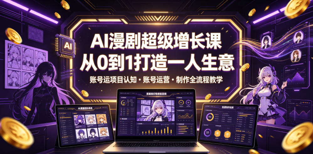 AI漫剧超级增长课,从0到1打造一人生意,项目认知・账号运营・制作全流程教学-巅峰研习社