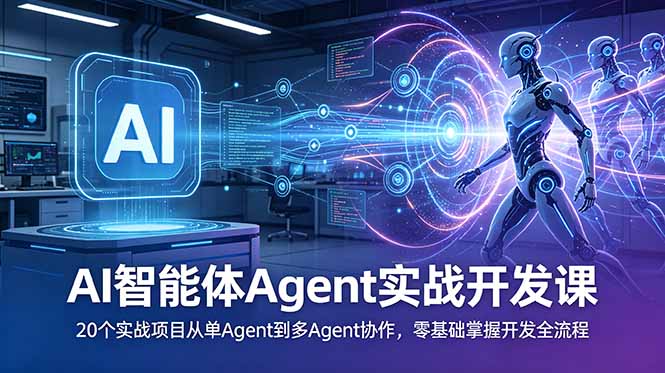 AI智能体Agent实战开发课:20个实战项目从单Agent到多Agent协作,零基础掌握开发全流程-巅峰研习社