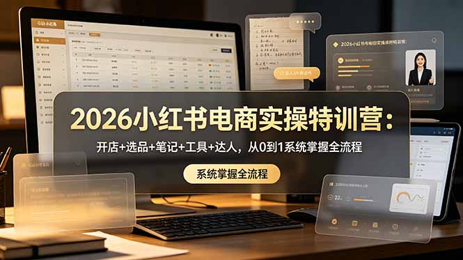 2026小红书电商实操特训营:开店+选品+笔记+工具+达人,从0到1系统掌握全流程-巅峰研习社