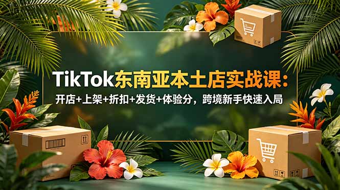 TikTok东南亚本土店实战课:开店+上架+折扣+发货+体验分,跨境新手快速入局-巅峰研习社