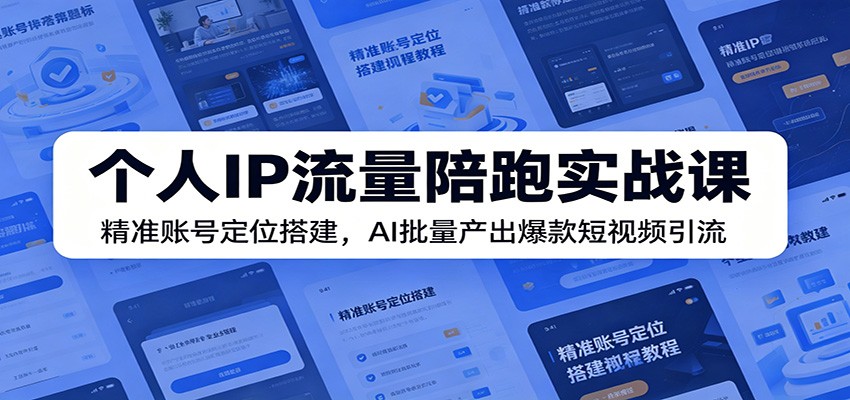 个人IP流量陪跑实战课:精准账号定位搭建,AI批量产出爆款短视频引流-巅峰研习社