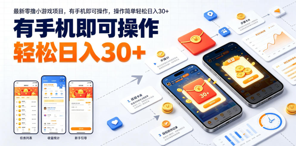 最新零撸小游戏项目，有手机即可操作，操作简单轻松日入30+-巅峰研习社
