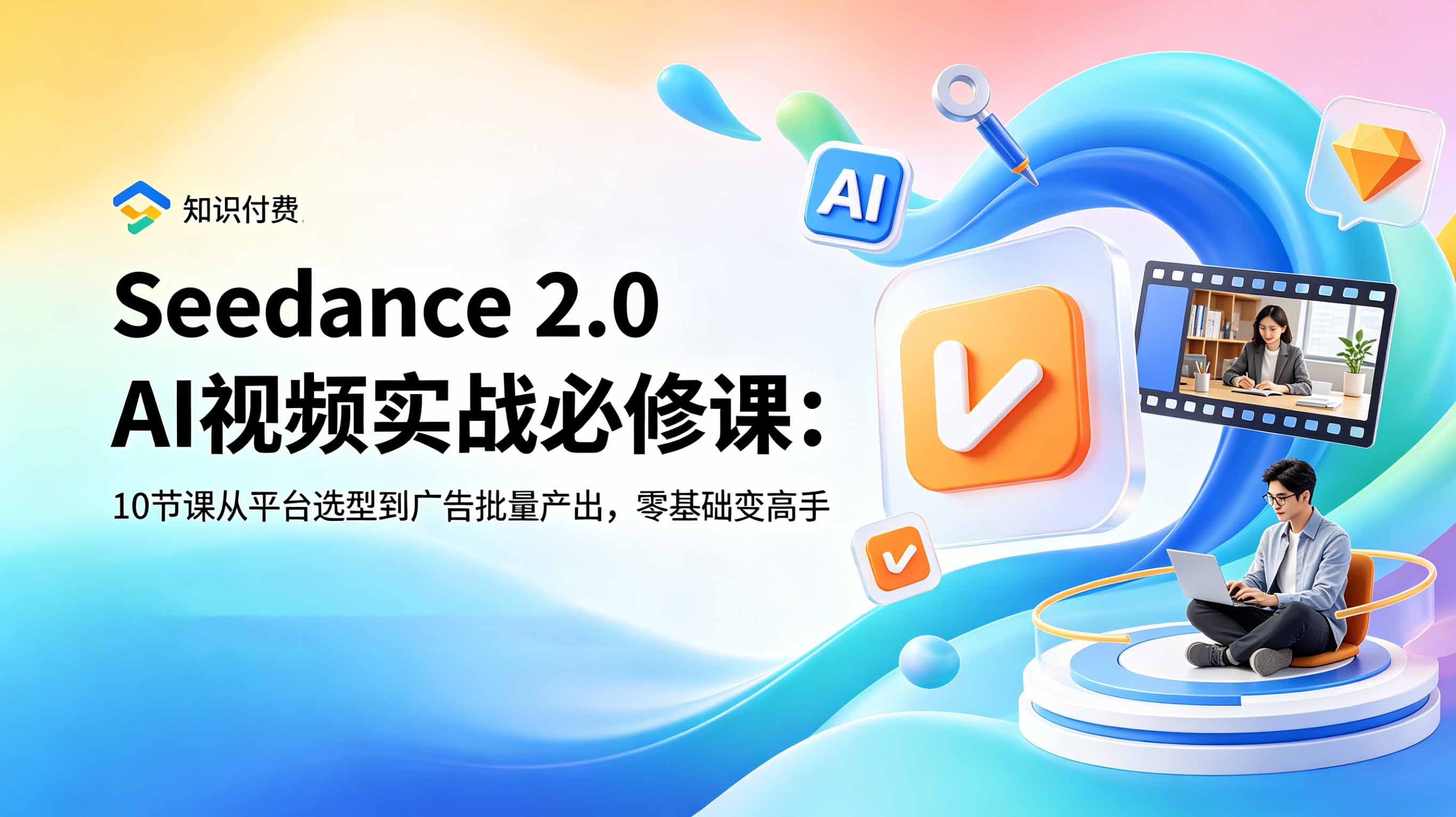 Seedance 2.0 AI视频实战必修课:10节课从平台选型到广告批量产出,零基础变高手-巅峰研习社