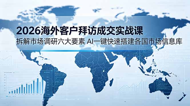 2026海外客户拜访成交实战课:拆解市场调研六大要素,AI一键快速搭建各国市场信息库-巅峰研习社