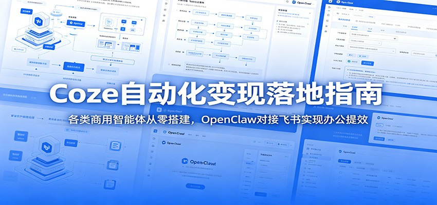 Coze自动化变现落地指南：各类商用智能体从零搭建，OpenClaw对接飞书实现办公提效-巅峰研习社