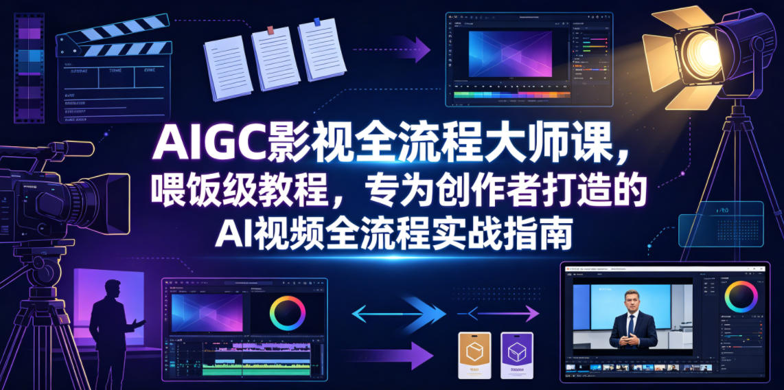 AIGC影视全流程大师课，喂饭级教程，专为创作者打造的AI视频全流程实战指南-巅峰研习社