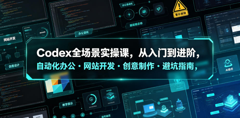 Codex全场景实操课，从入门到进阶，自动化办公・网站开发・创意制作・避坑指南，全流程教学-巅峰研习社