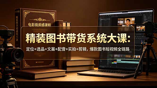 精装图书带货系统大课：定位+选品+文案+配音+实拍+剪辑，爆款图书短视频全链路-巅峰研习社