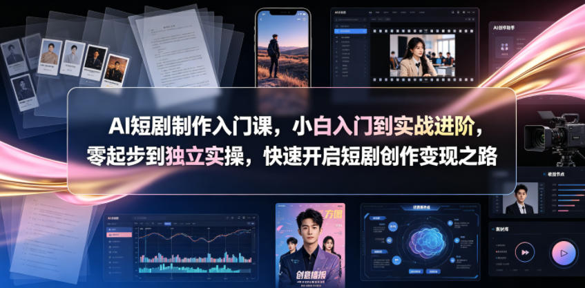 AI短剧制作入门课，小白入门到实战进阶，零起步到独立实操，快速开启短剧创作变现之路-巅峰研习社