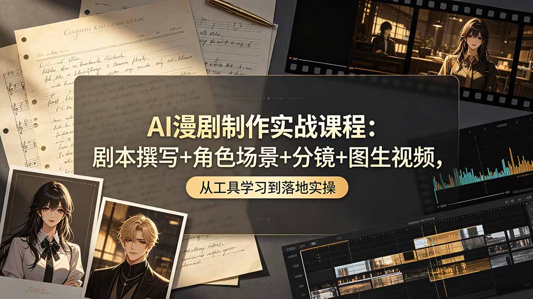 AI漫剧制作实战课程:剧本撰写+角色场景+分镜+图生视频,从工具学习到落地实操-巅峰研习社